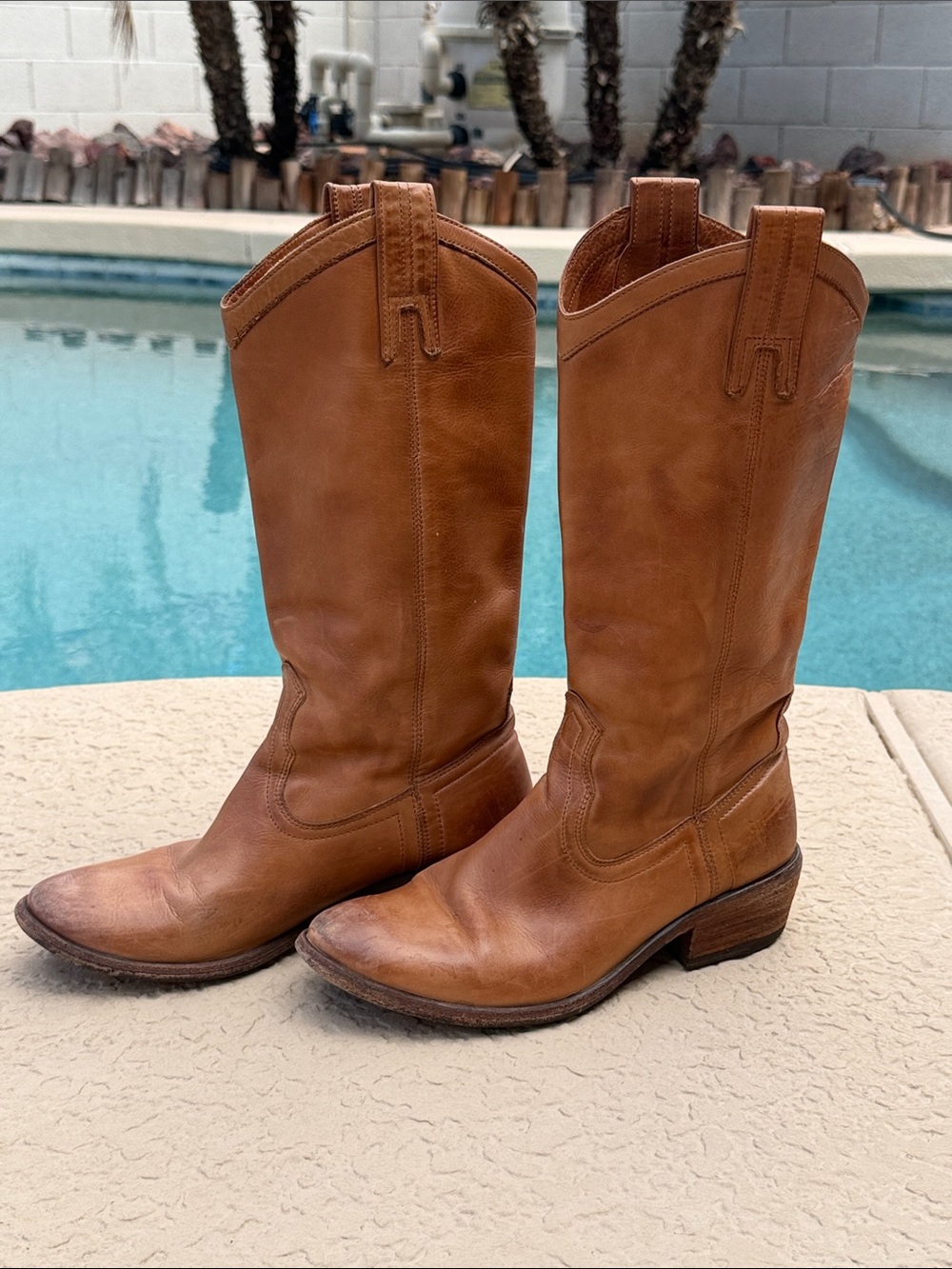 Frye Brown Leather Mid-Calf Western Boots 6B